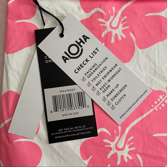 ALOHA Collection MAX Hibiscus Bloom Pouch in Electric Pink - Picture 3 of 5